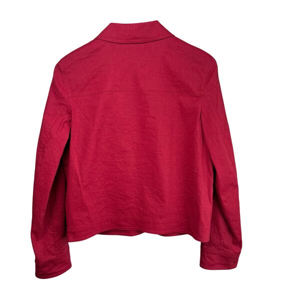 THEORY Women's Casual Linen Blend Long Sleeve Red Jacket - Picture 11 of 15